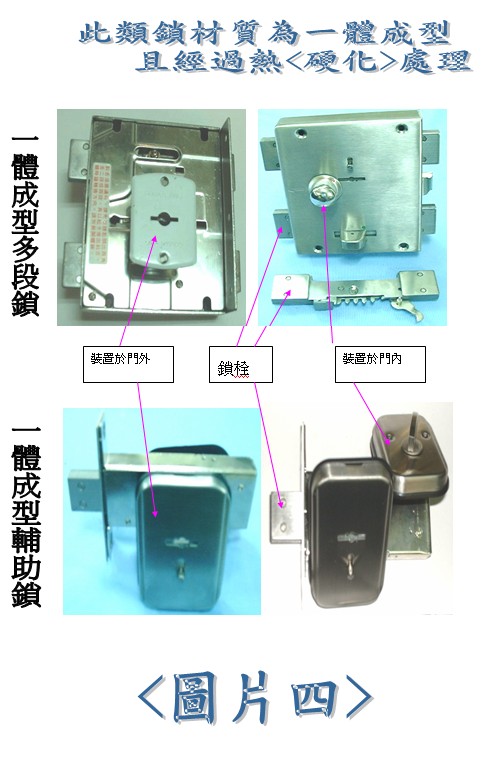 此類鎖材質為一體成型且經過熱<硬化>處理